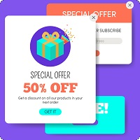 Illustration of a popup offering 50% off